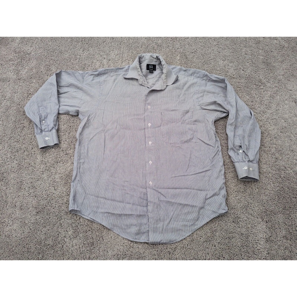 Ike Behar Button Up Shirt Mens 16.5-34 Long Sleeve Striped Made in Canada